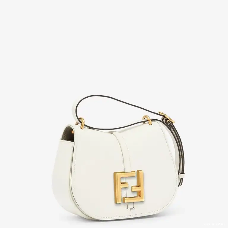 Vintage HOT Fendi C'mon Bag Mini Calf In White Leather 0629